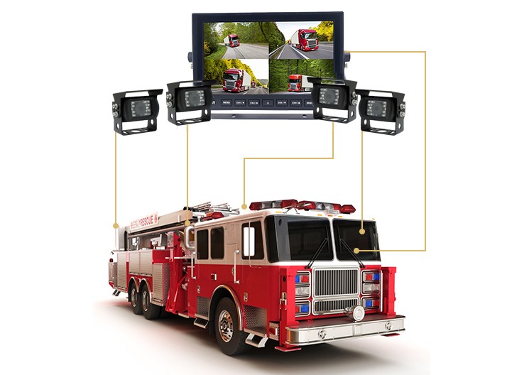 συναρμολόγηση κάμερας και οθόνης για πυροσβεστικό όχημα