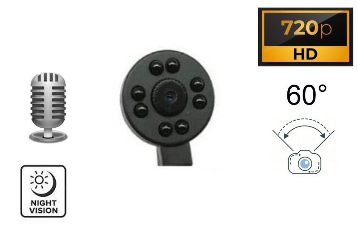 Κάμερα Pinhole με νυχτερινή όραση 8x IR σε κουμπί HD με γωνία 60° + μικρόφωνο